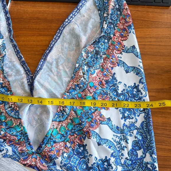 VENUS Blue and White Backless Halter Sundress Large - Picture 11 of 12